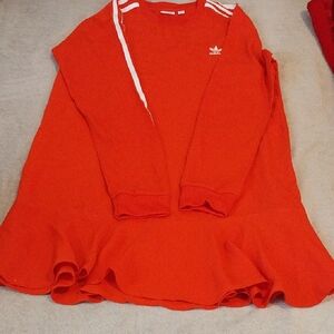 Adidas Vibrant Red Flared Dress with White Accents